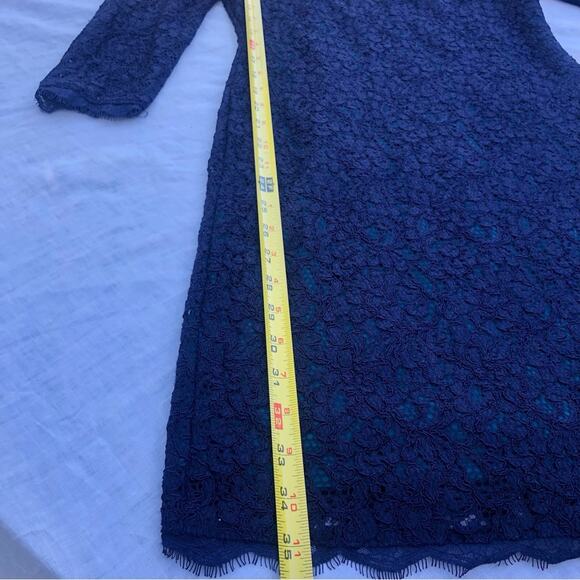 Adrianna Papell size 4 Lace Overlay Navy & Green Exposed Zip HOCO Cocktail Dress - Picture 13 of 16